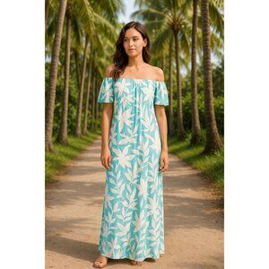 Vintage Hilo Hattie Hawaiian Muu Muu Maxi Dress L (3X) Oversized Hawaii Resort